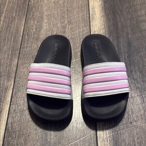 Kids’ Adidas Black and Pink Slides